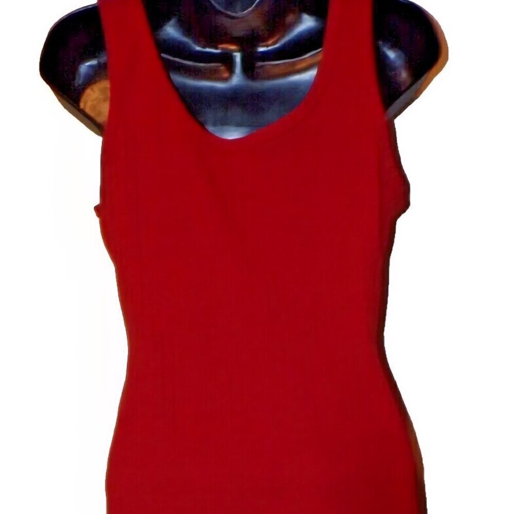 Love J flattering Valentines Party red ribbed tank Top dress Base Layer 3X